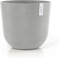Ecopots Oslo Durable Modern Round Planter, White Grey 17.75in