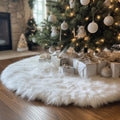 72 in White Faux Fur Christmas Tree Skirt - Plush Luxury Base Cover
