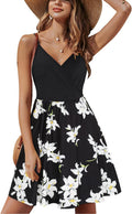 Womens Cotton Blend Floral Wrap Sundress - Flattering A-Line Midi
