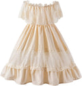 Toddler Girl Wedding Princess Maxi Dress - Boho Off Shoulder Lace navy