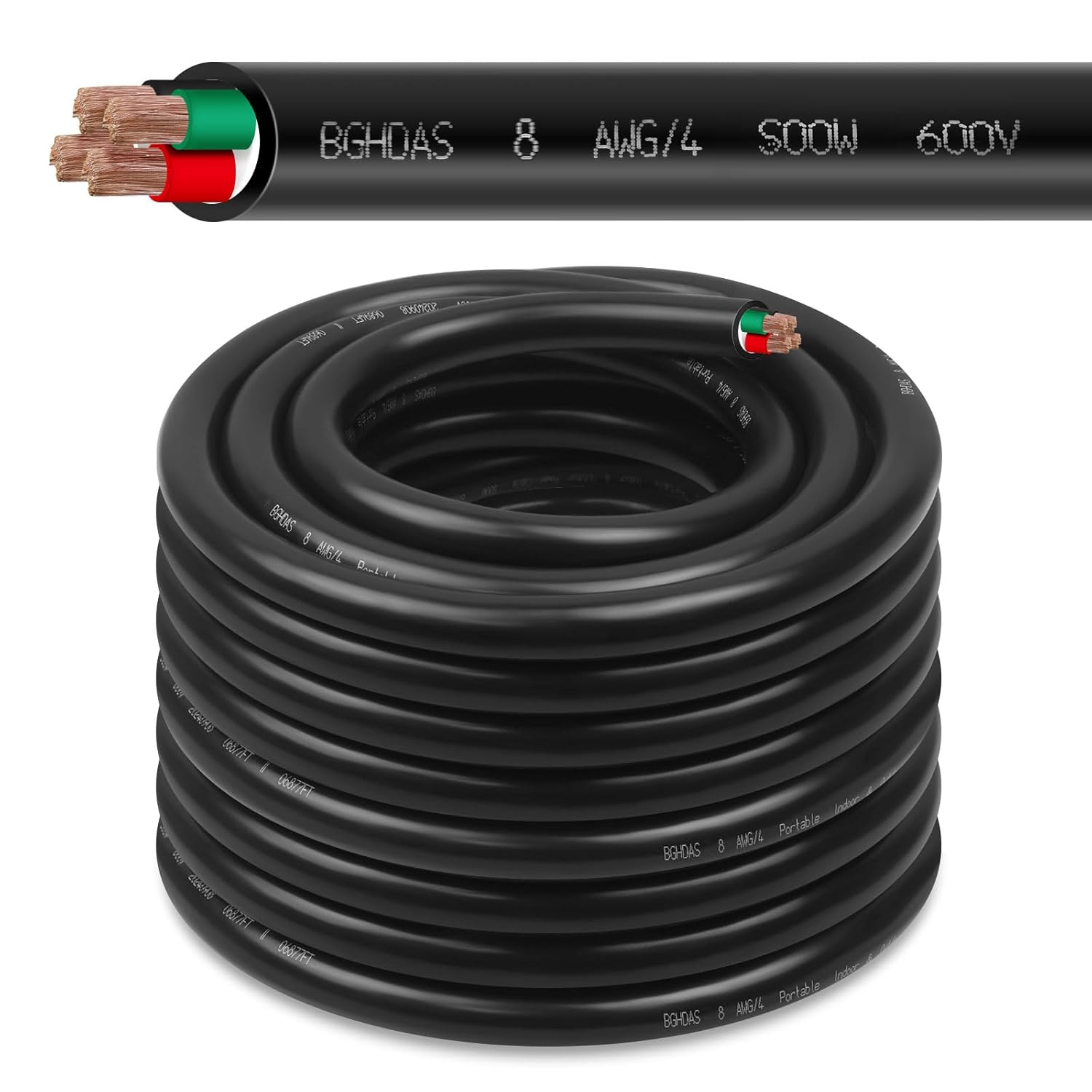 50ft 8/4 SOOW 8 AWG Portable Power Cable for Generators