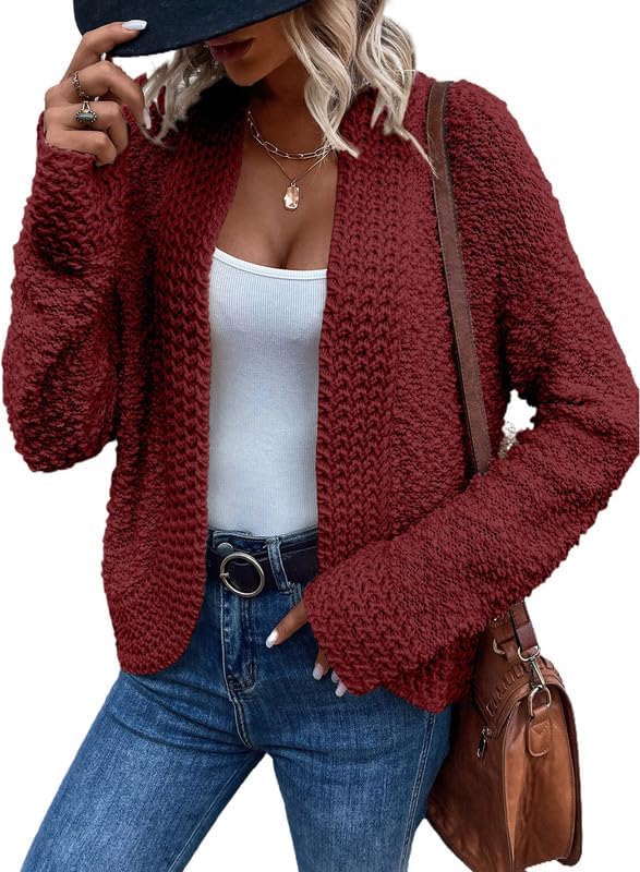 Dokotoo Women's Open Front Long Sleeve Chunky Knit Cardigan