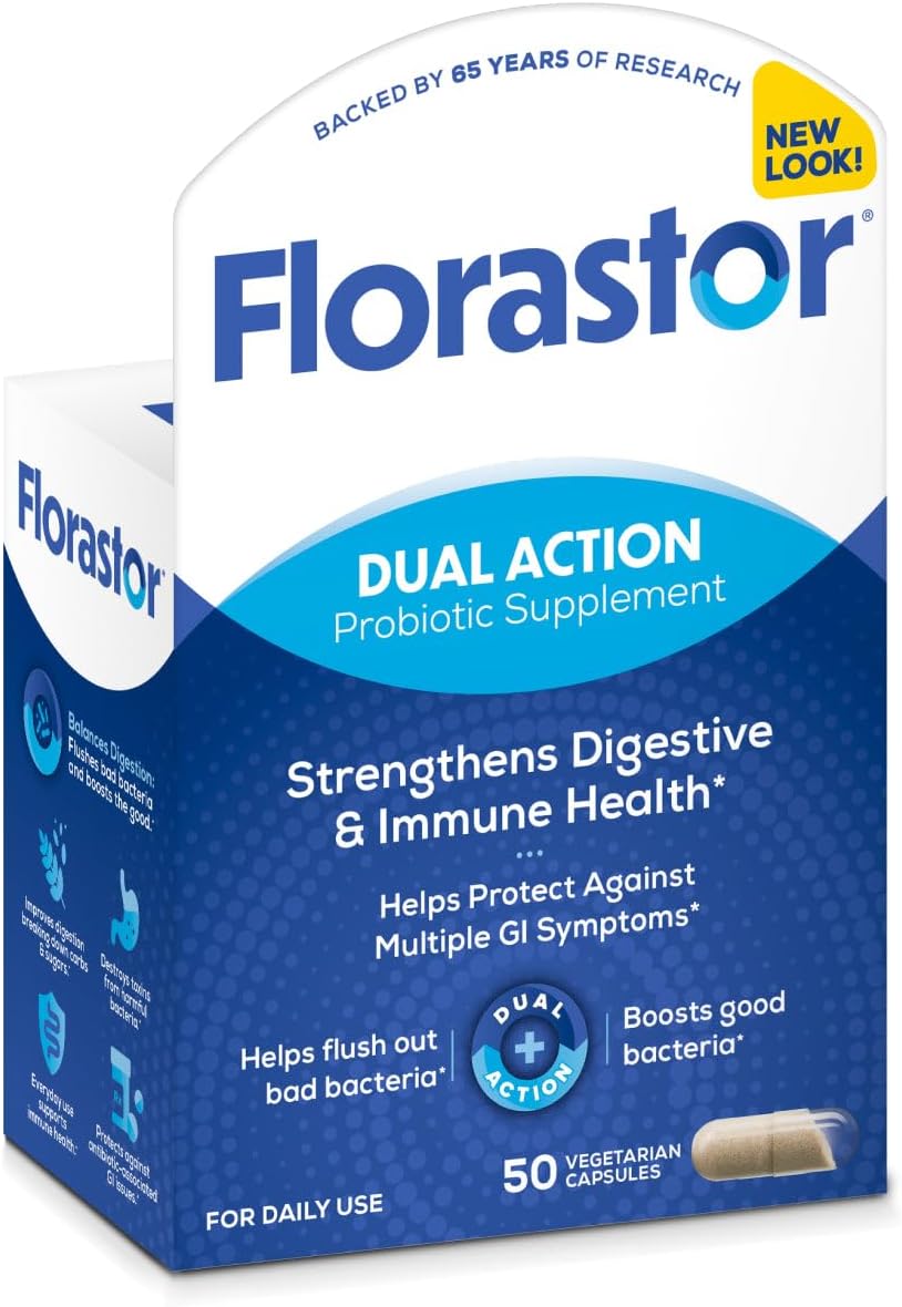 Florastor Dual Action Probiotic Supplement for Gut Health