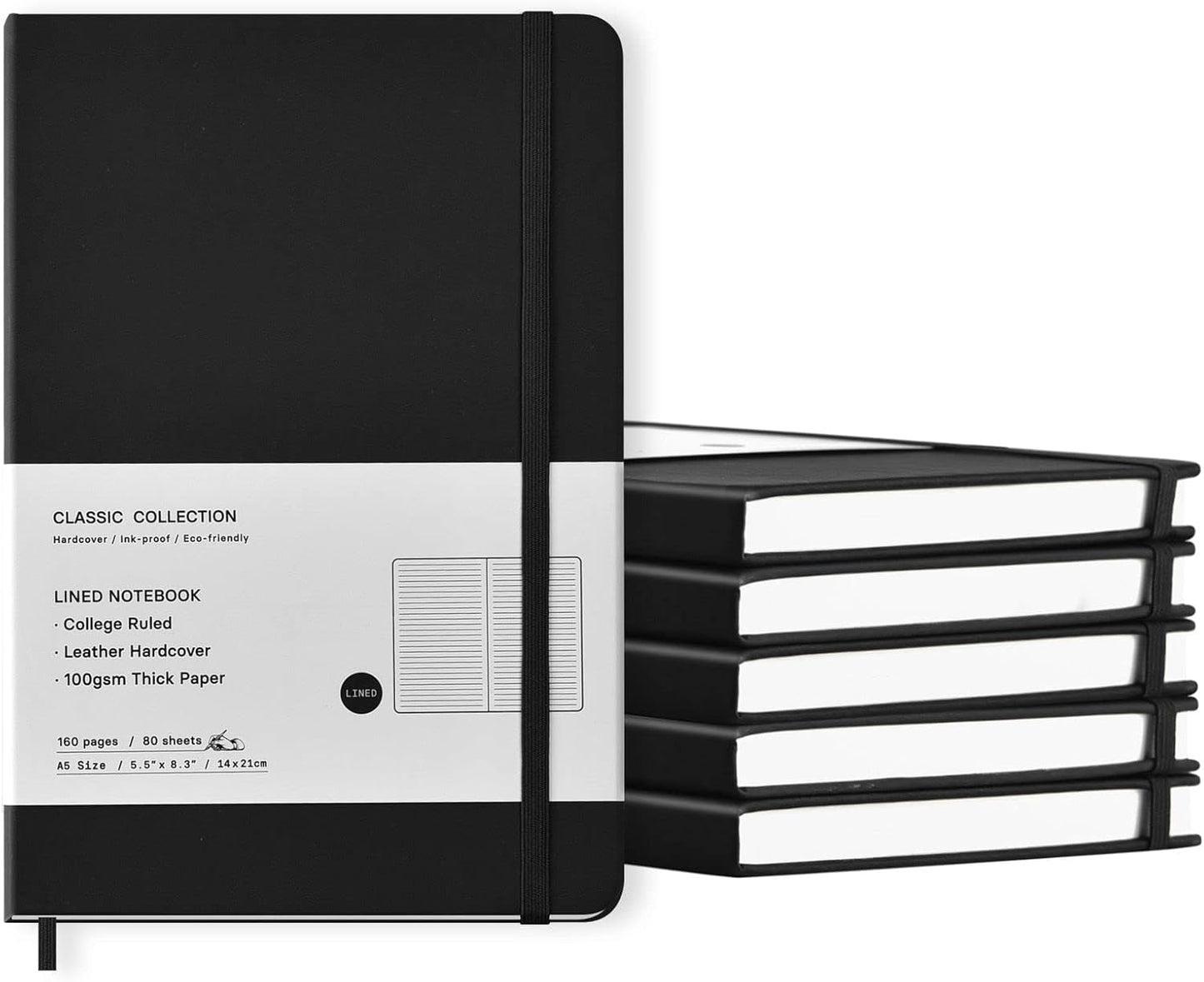 Coopay 6 Pack A5 Leather Journals - Premium Quality