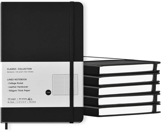 Coopay 6 Pack A5 Leather Journals - Premium Quality