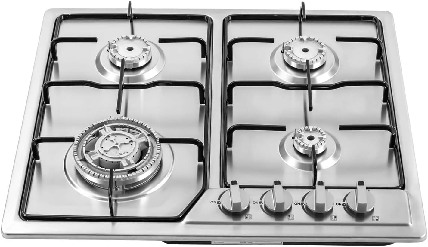Gas Cooktop 23 in Stainless Steel 4 Burners for Efficient Cooking