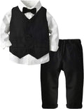 Toddler Boy Formal Suit Set - Shirt, Vest, Bowtie & Pants