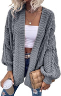 Womens Oversized Cable Knit Cardigan Sweater - Soft Stretchy Open