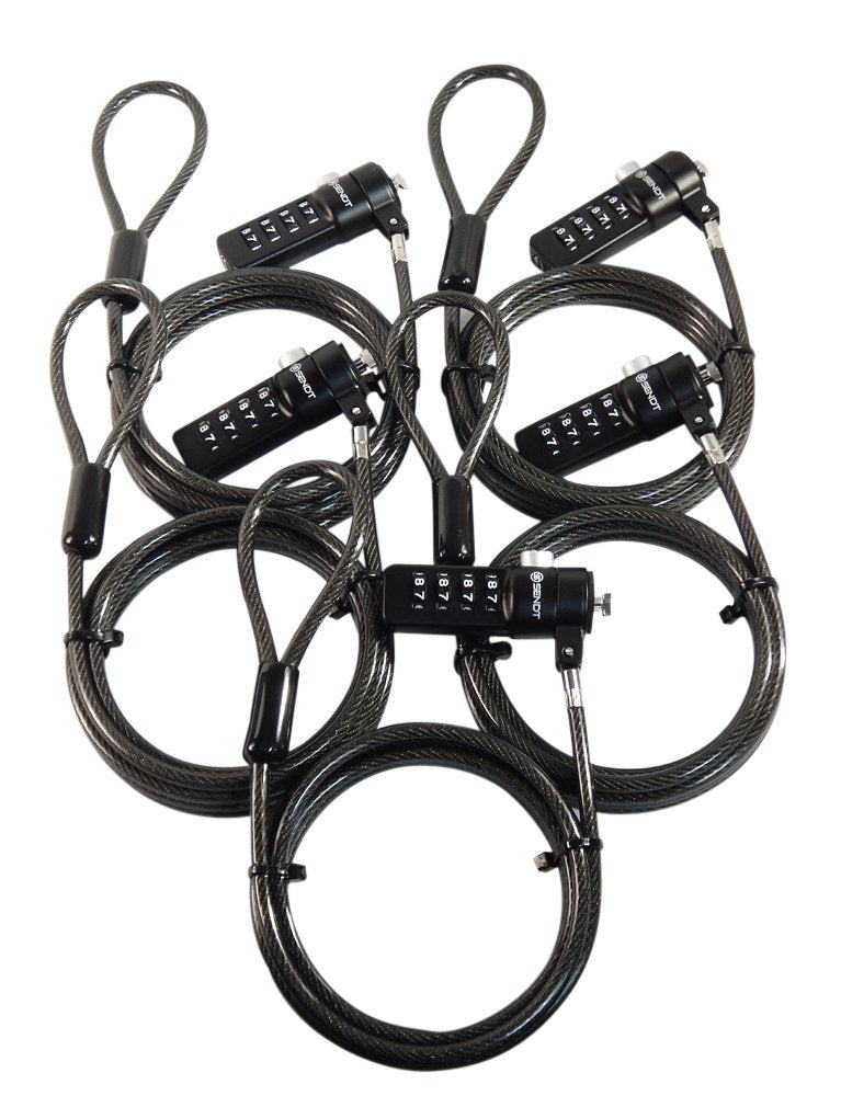 Five Pack of Black Notebook Laptop Combination Lock Security Cables