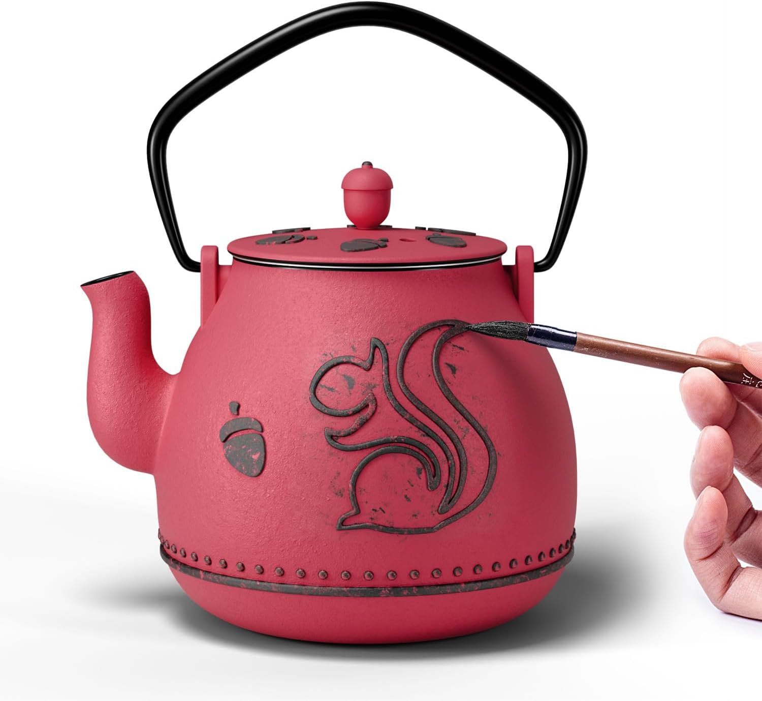 Squirrel Design Cast Iron Teapot with Removable Infuser