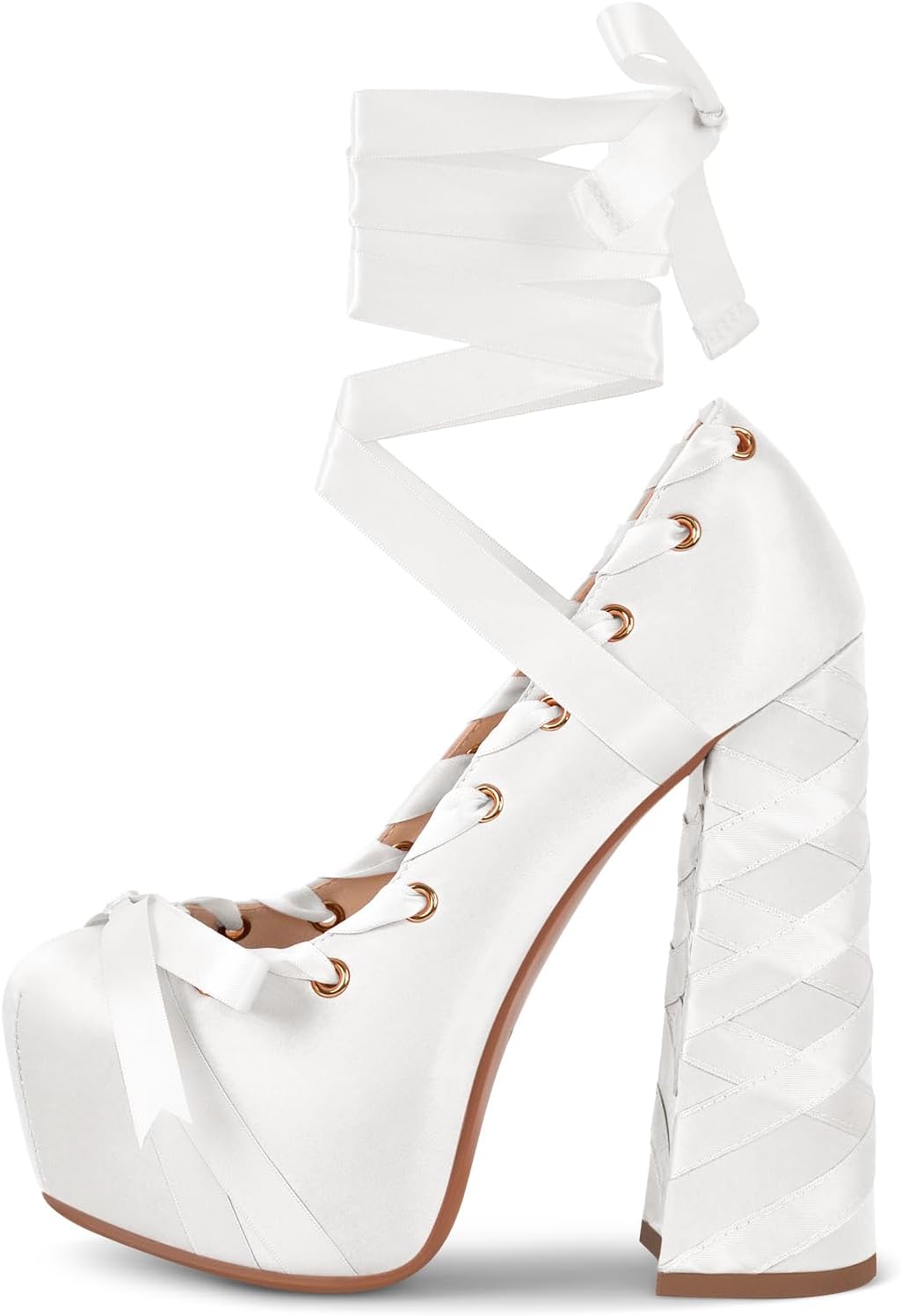 Platform Heels Chunky Bow Ribbon Pumps for Stylish Comfort