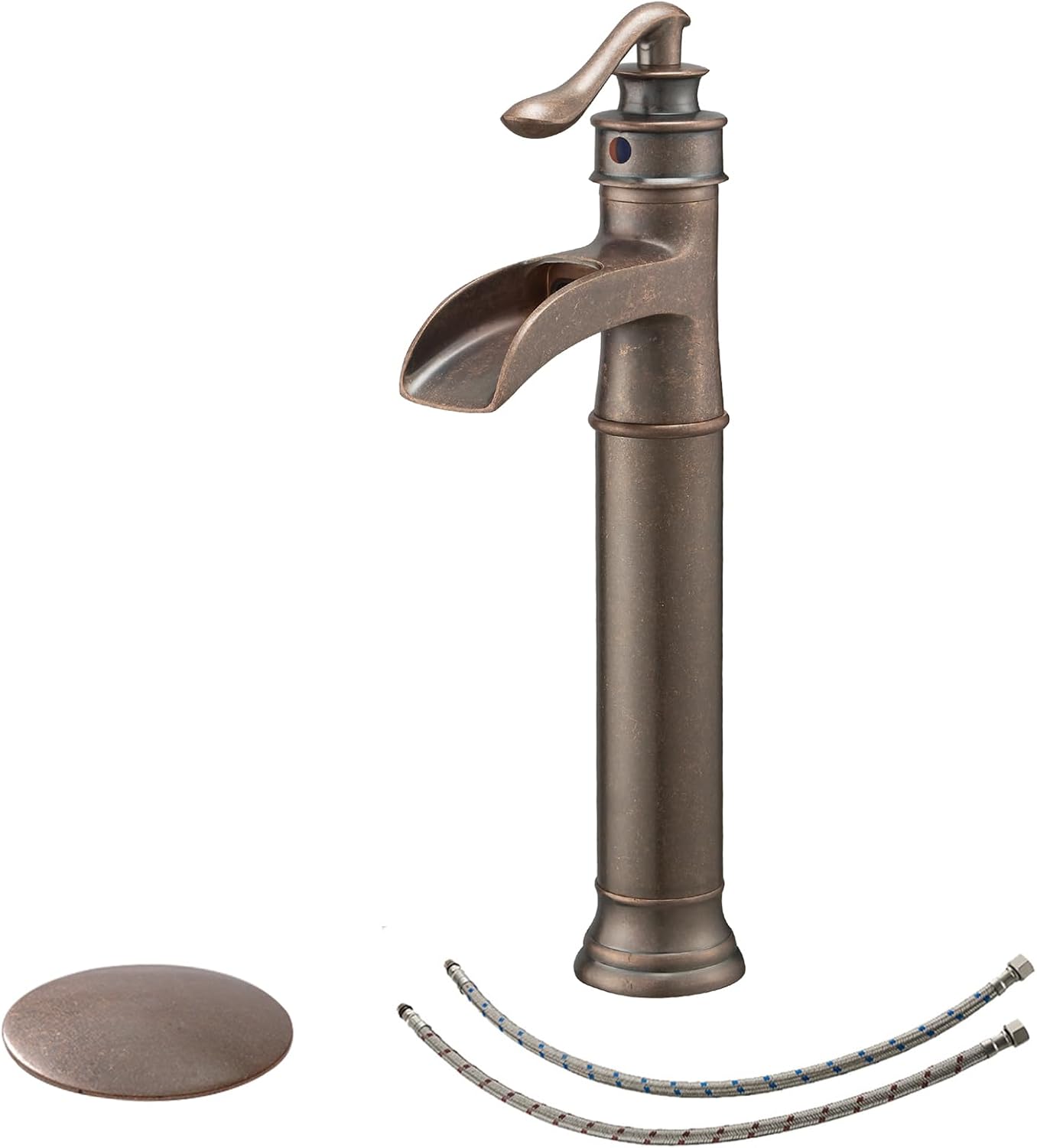 BWE Vessel Sink Faucet Waterfall Antique Copper Elegance