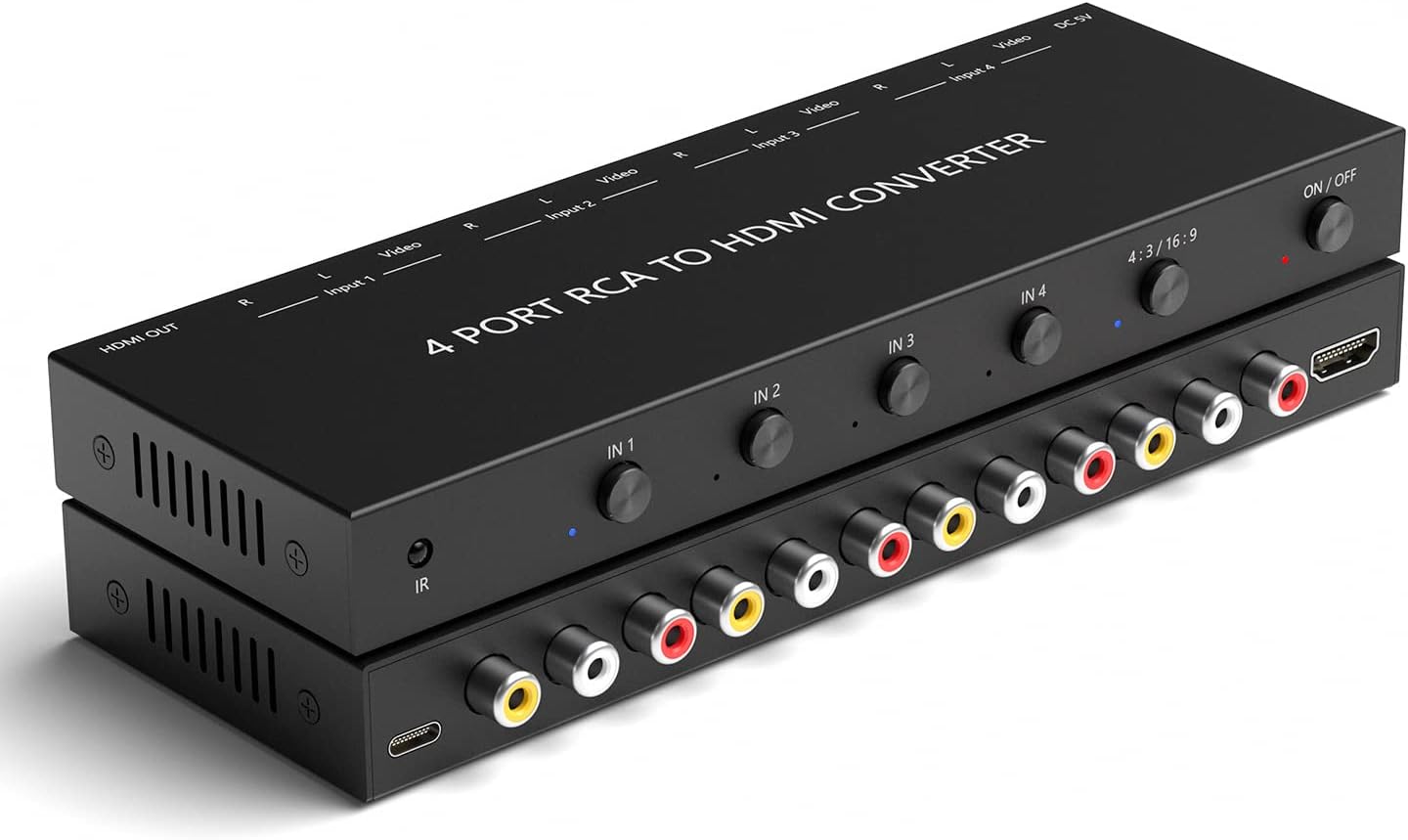4 Port RCA to HDMI Converter for Gaming Consoles and More