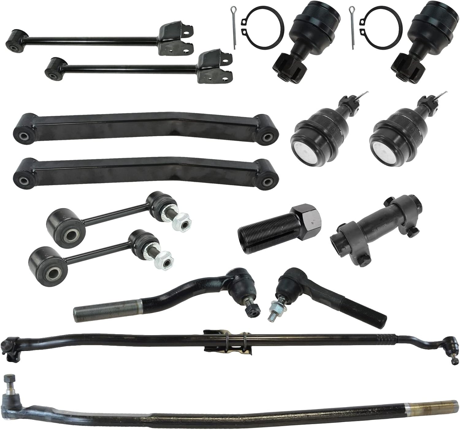 TRQ Front Control Arms Ball Joints Tie Rods Links Kit for Jeep