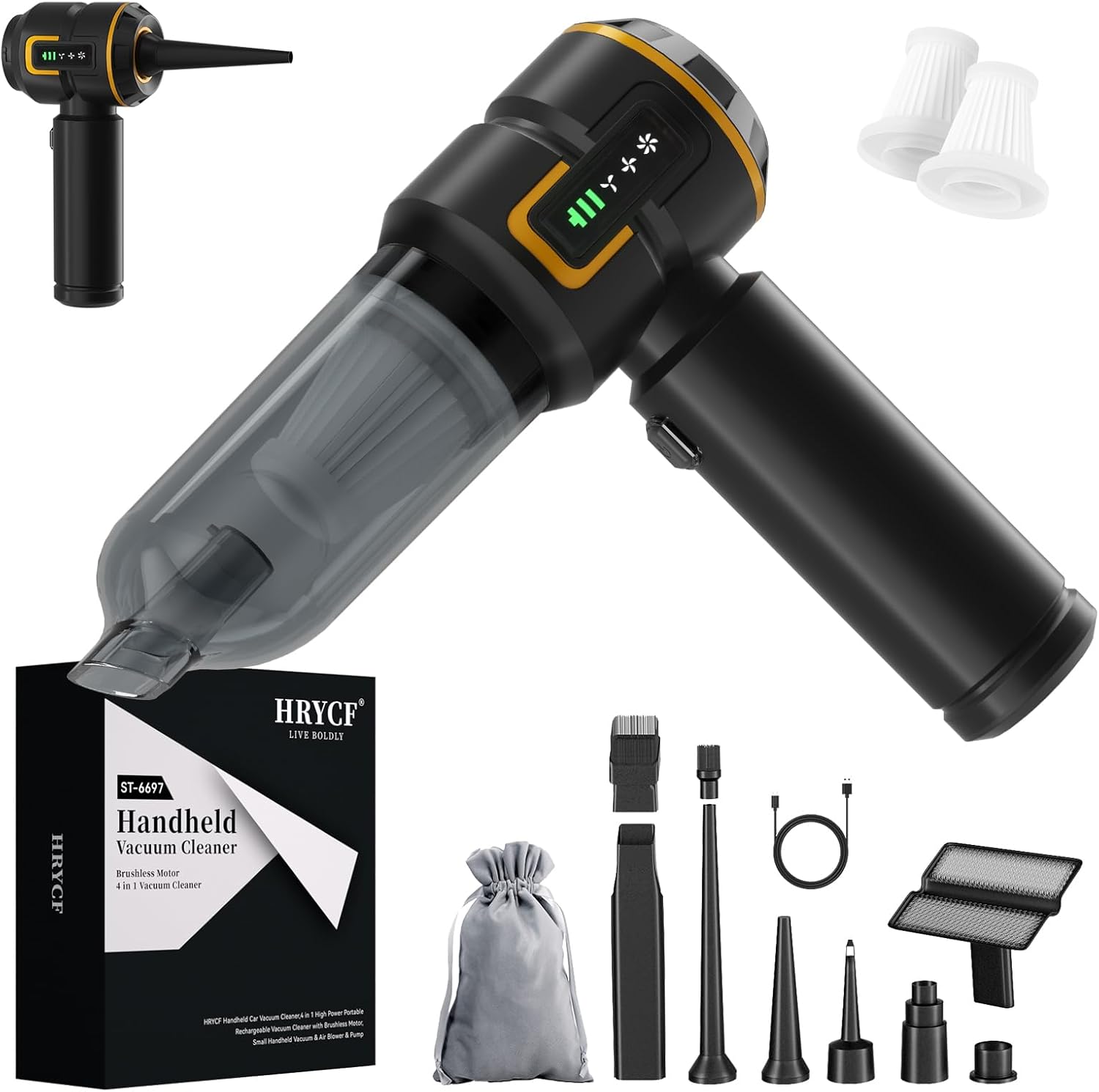 Cordless Handheld Car Vacuum Cleaner with Digital Display