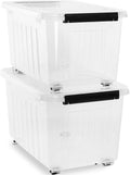 54 QT Clear Plastic Storage Bins with Lids 2-Pack - Stackable Nestable