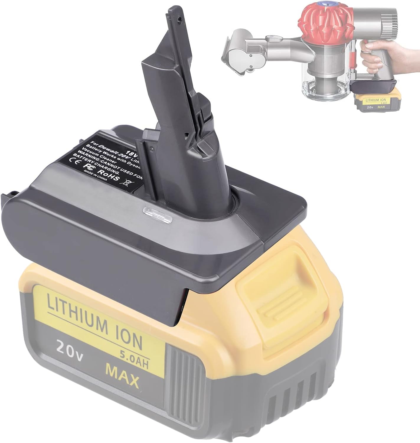 BTRUI DW20V7 Adapter: Convert Dewalt 20V Battery for Dyson V7 Vacuum