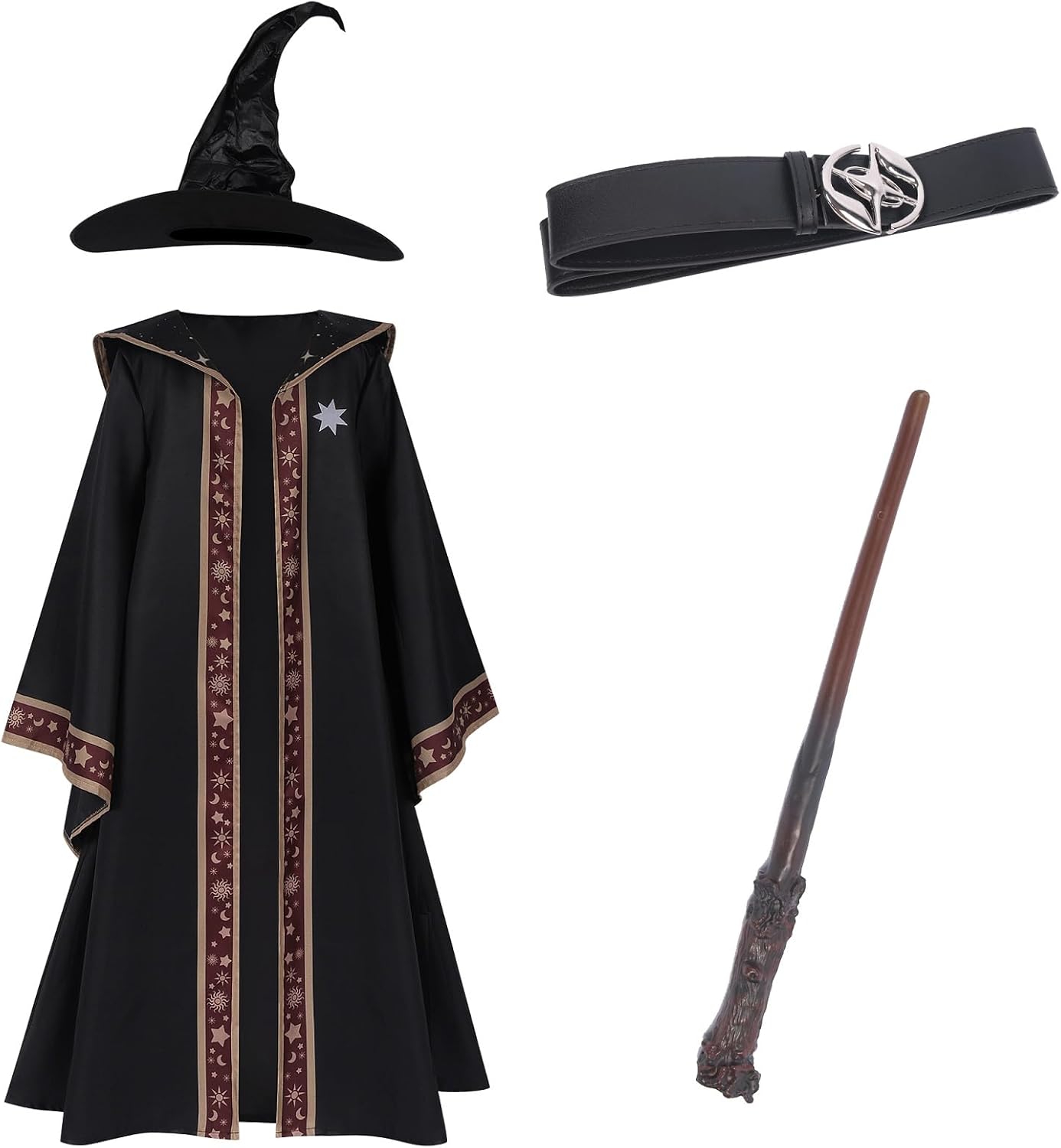 Colorful House Child Dark Wizard Costume for Kids with Hat