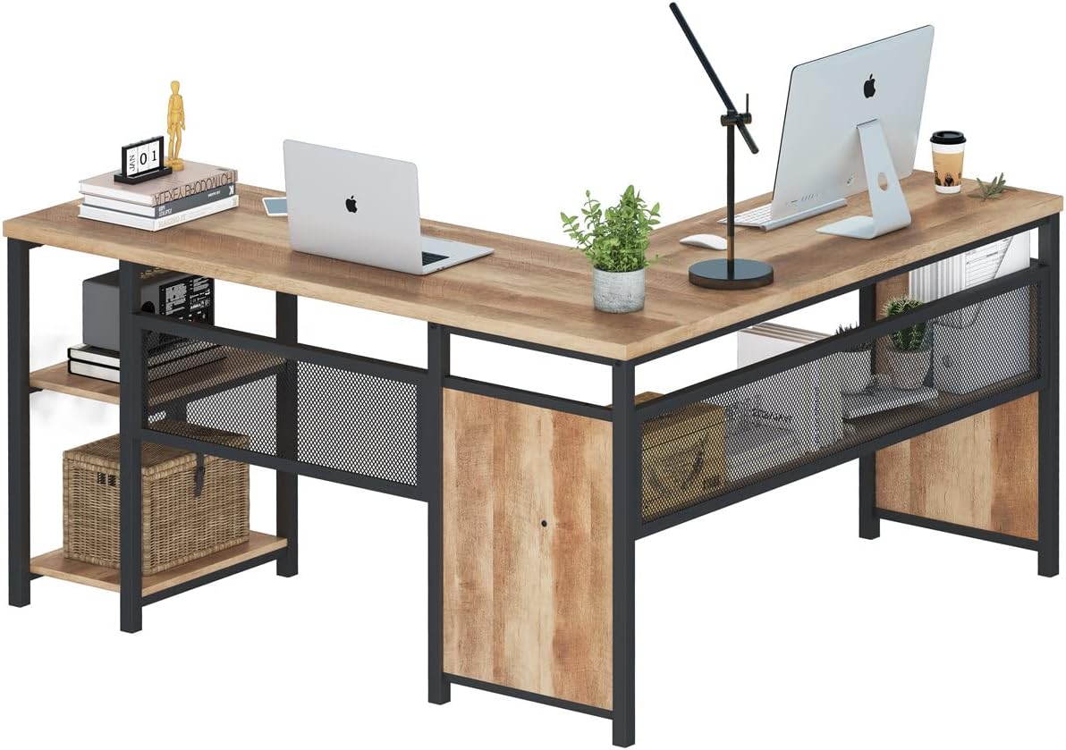 FATORRI 59 Industrial Rustic L-Shaped Desk