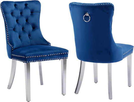 Blue Velvet Dining Chairs Set of 2 for Stylish Dining Rooms