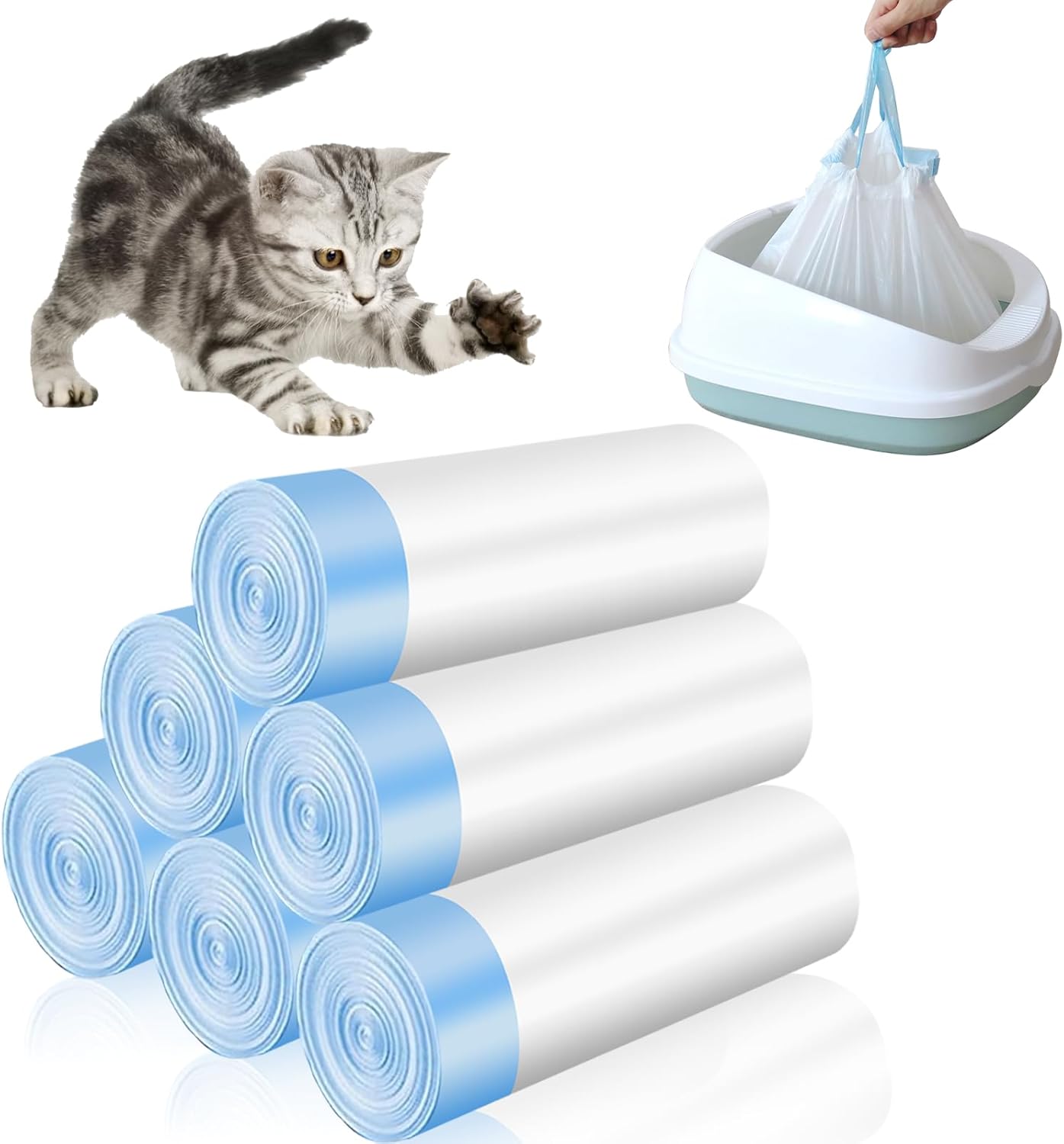 TINSKY Cat Litter Box Liners: Odor-Free Cleanup! (120 Pack)