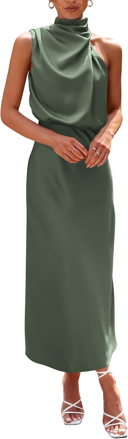 PRETTYGARDEN Women's Summer Satin Dress for Elegant Occasions