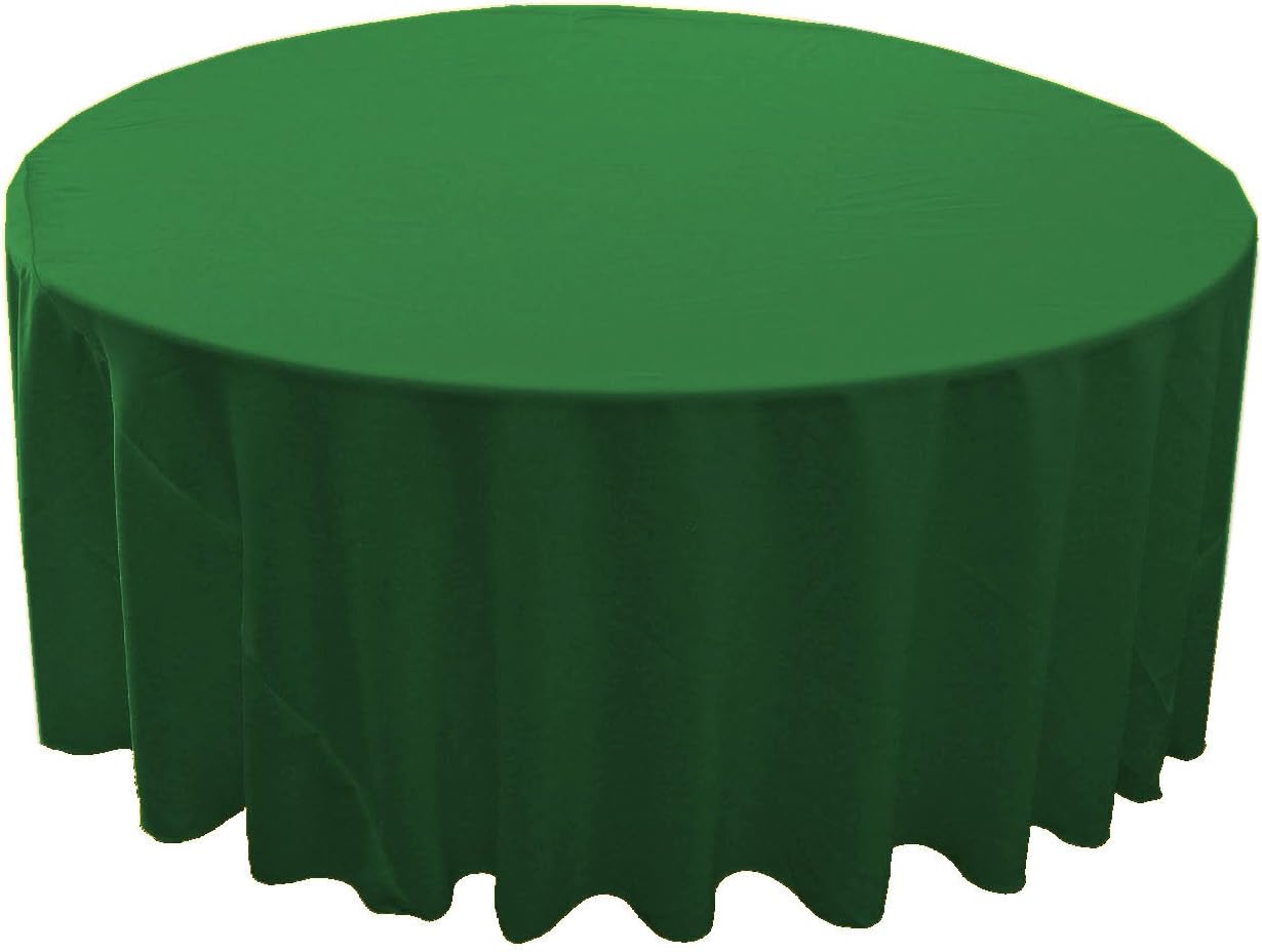 LA Linen Polyester Poplin Round Tablecloth 132-Inch Hunter Green
