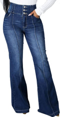SeNight Women Bell Bottom Jeans Elastic Waist Ripped Flared Jean daily