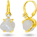 Real Raw Crystal Drop Earrings - Genuine Birthstone Gold Dangle