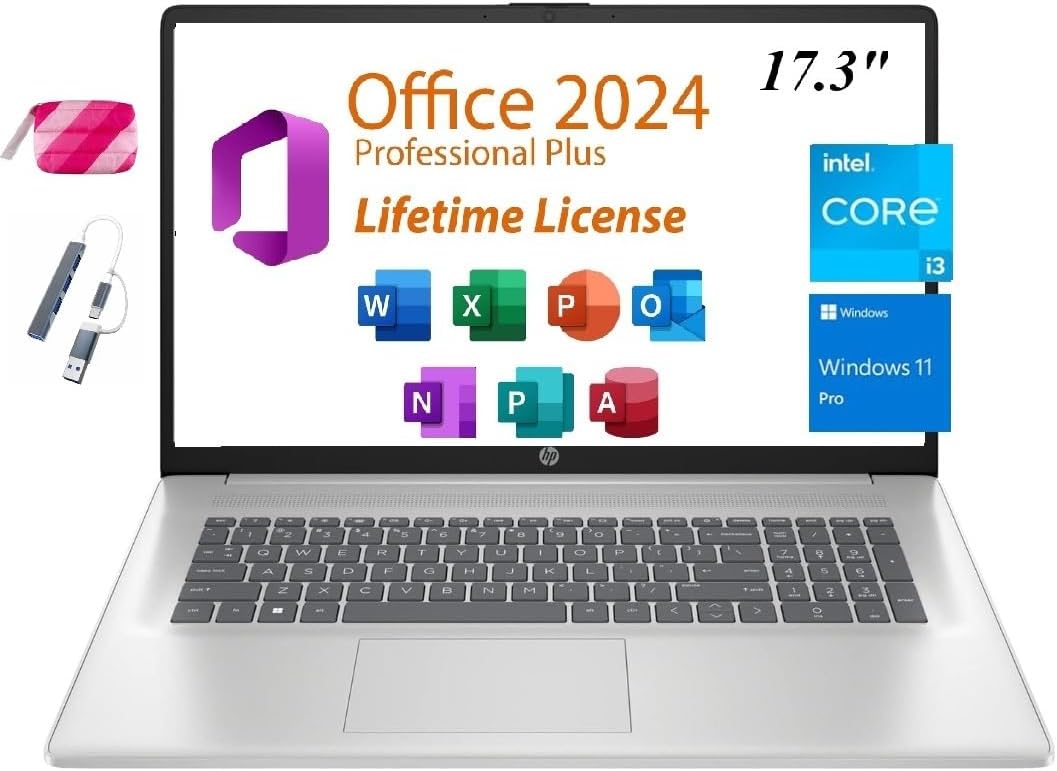 HP 2025 Premium 17 Laptop with 17.3 HD+ Display and Office 2024