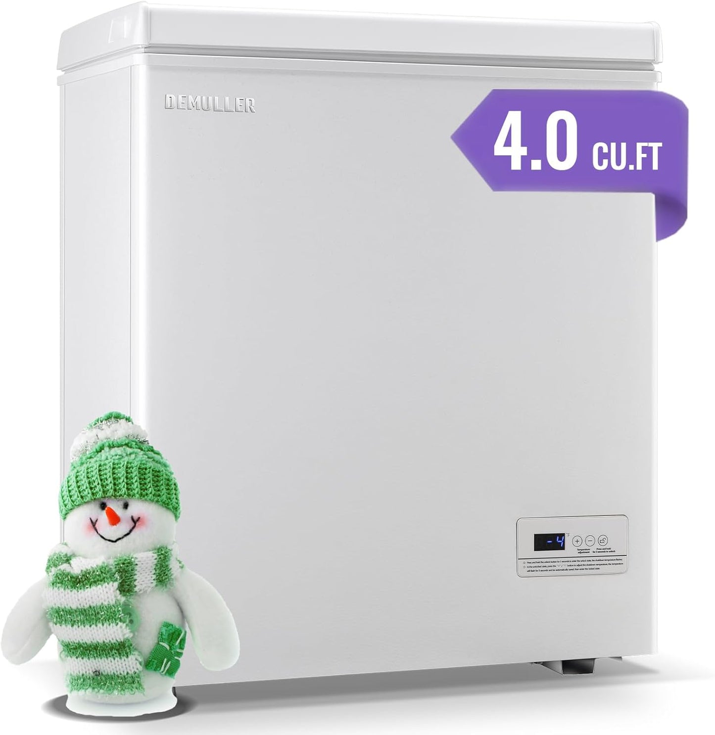 4.0 Cubic Feet Small Deep Freezer with Electronic Display