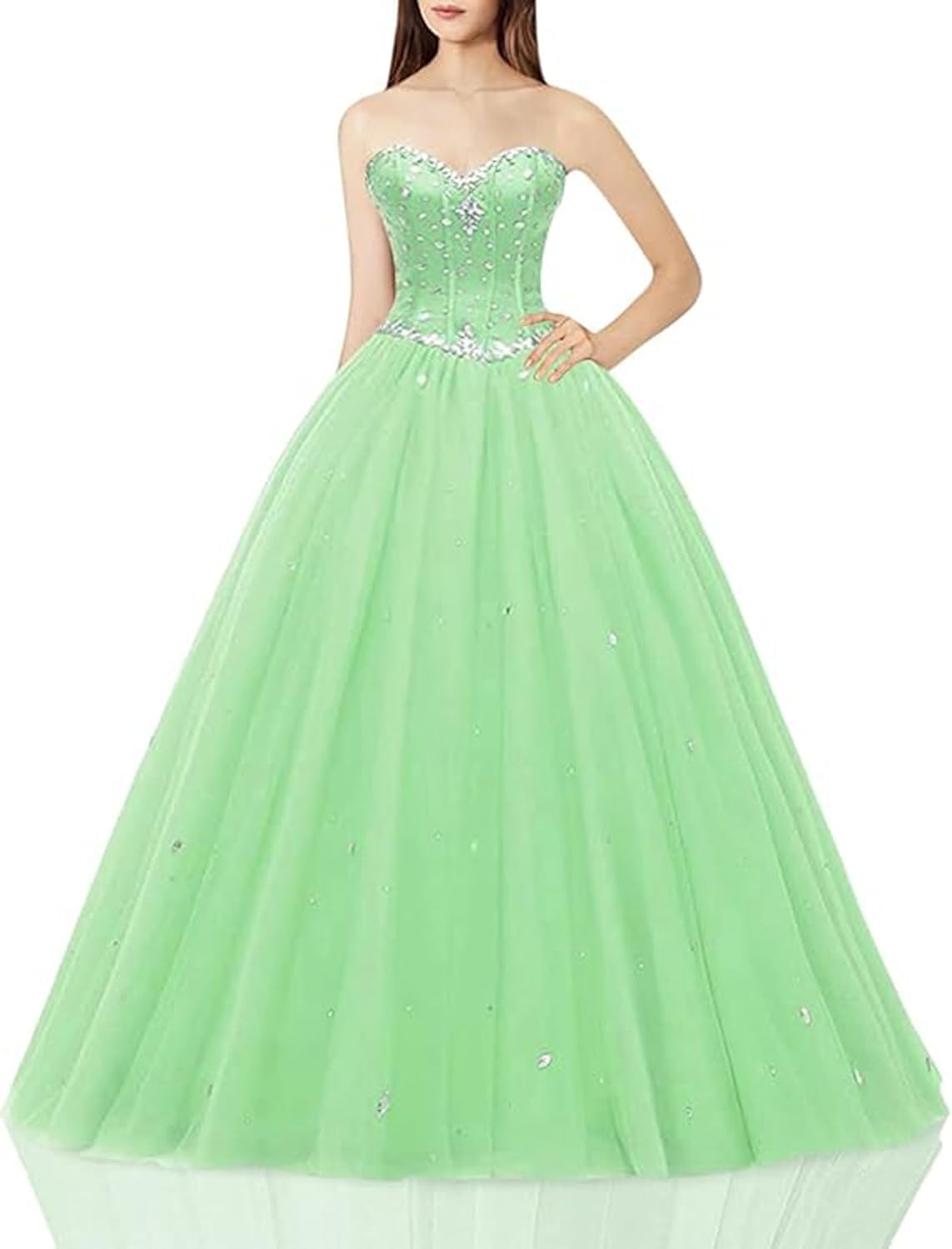 Women's Sweetheart Ball Gown Tulle Quinceanera Dresses Review