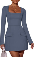 ZESICA Women's Long Sleeve Bodycon Mini Dress for Fall Events