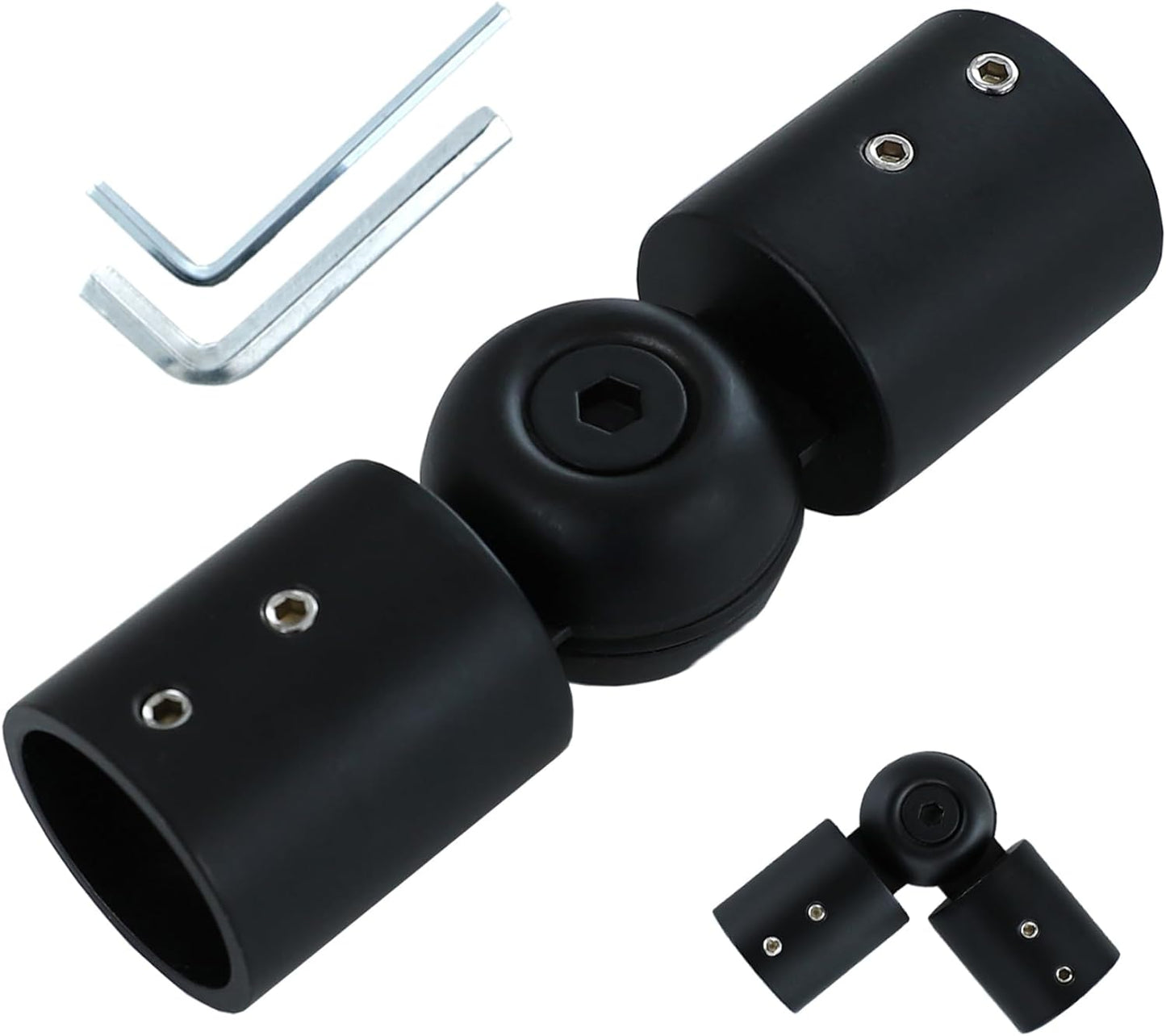 Black Adjustable Corner Rod Connector by Elifel - Enhance Bay Windows!