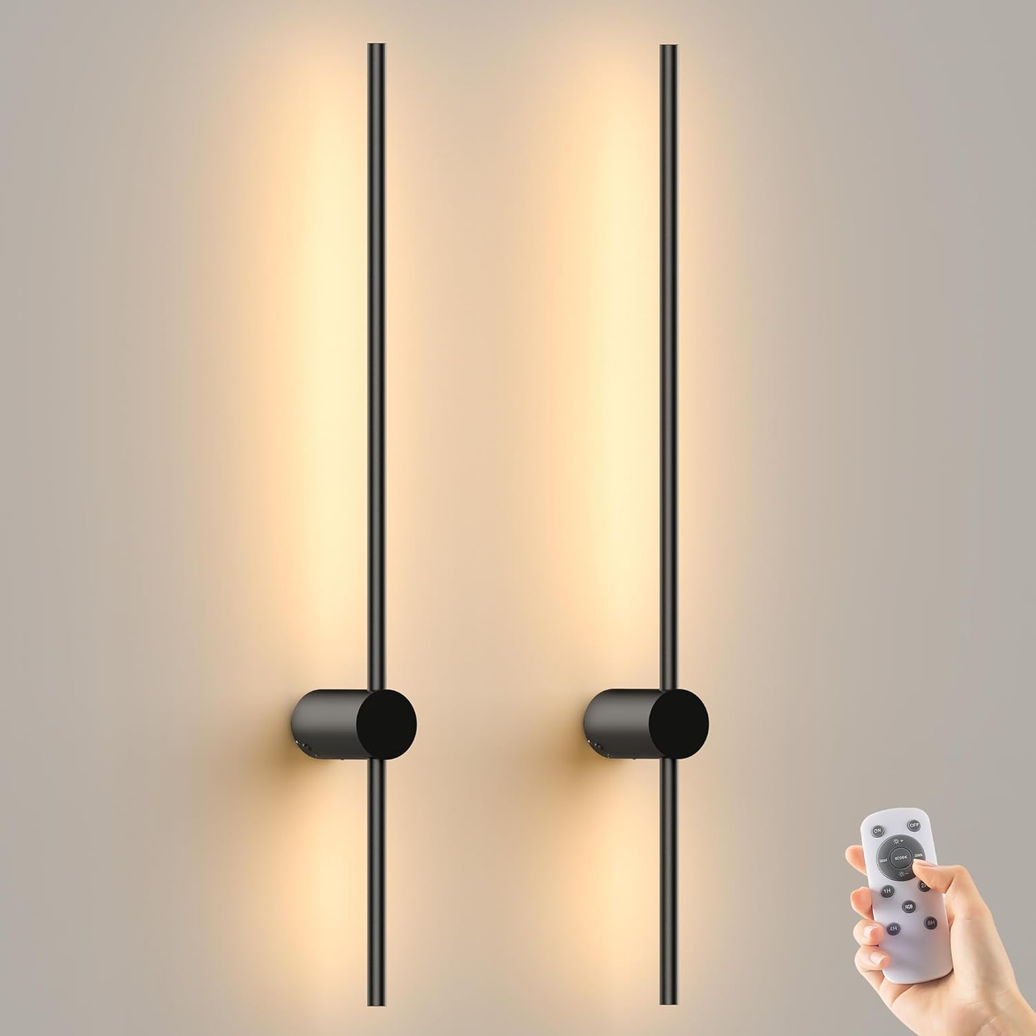 Battery Operated Wall Sconces Set of 2 for Modern Decor