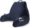 Navy Blue Reading Pillow for Sitting Up in Bed - Adjustable Support