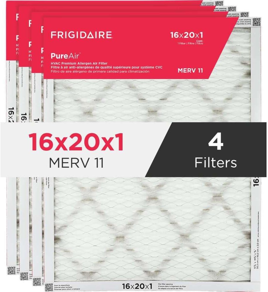 Frigidaire PureAir 16x20x1 MERV 11 Air Filter - 4 Pack for Home