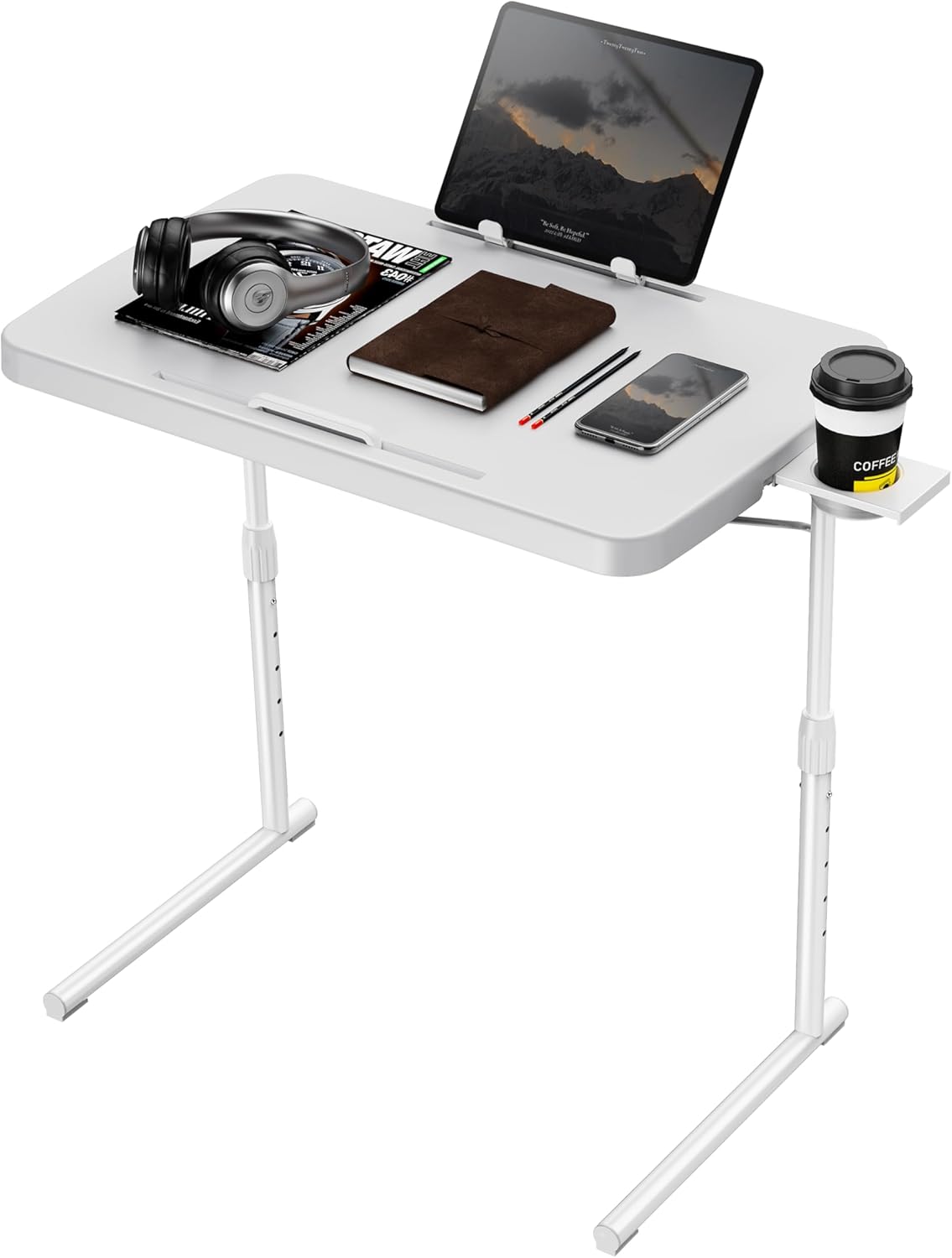 Multifunctional Adjustable TV Tray - White