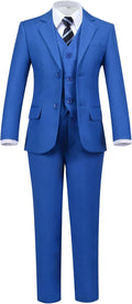 Boys 5 Piece Formal Suit Set with Jacket, Vest, Pants, Shirt & Tie 3
