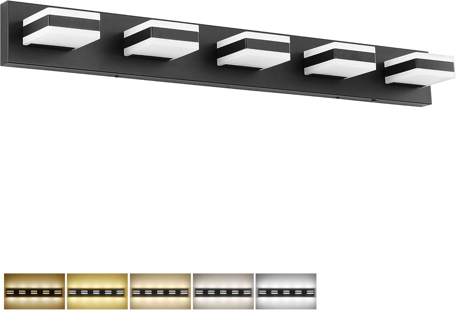Modern Black Vanity Lights for Bathroom with Adjustable Color Temp