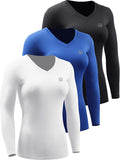 Neleus Women's 3-Pack Lightweight Compression Long Sleeve Tees