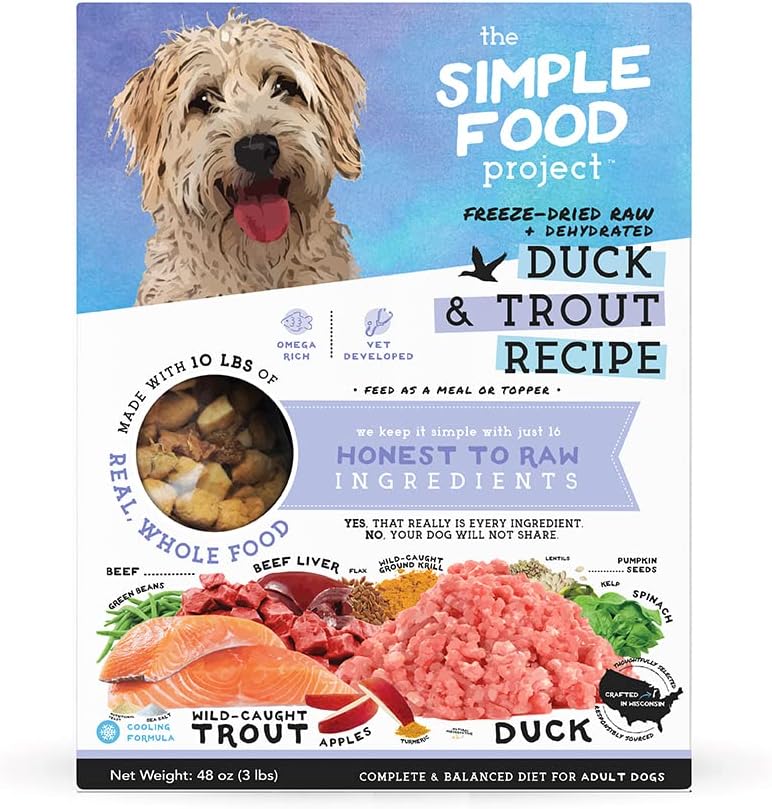 Duck & Trout Recipe Freeze Dried Raw Food for Dogs - 48oz