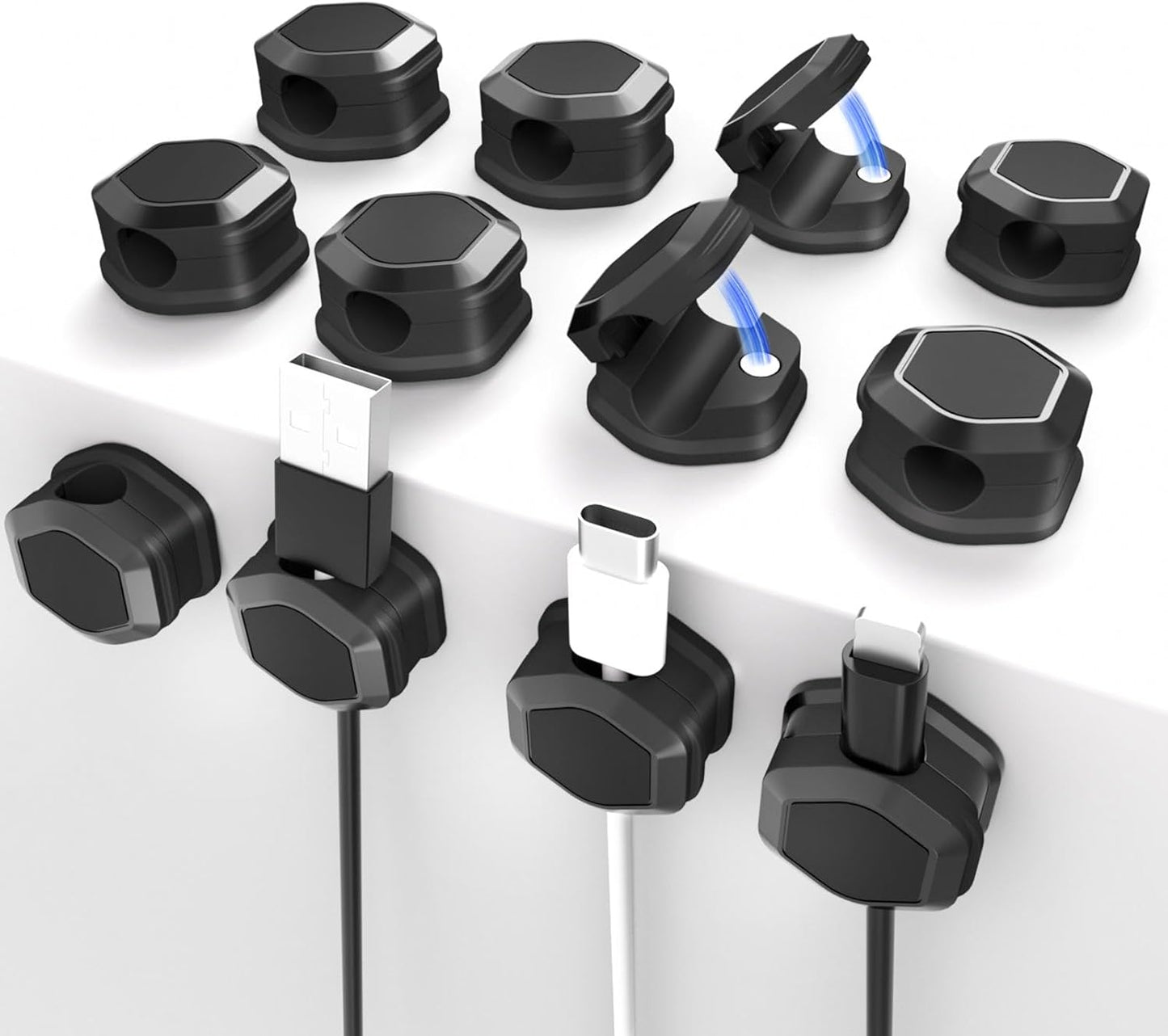 Keep Cords Neat: TIANFU Magnetic Cable Clips - Black (12)