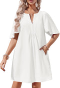 Wenrine Womens Flutter Short Sleeve Mini Dress - Flowy Summer Style