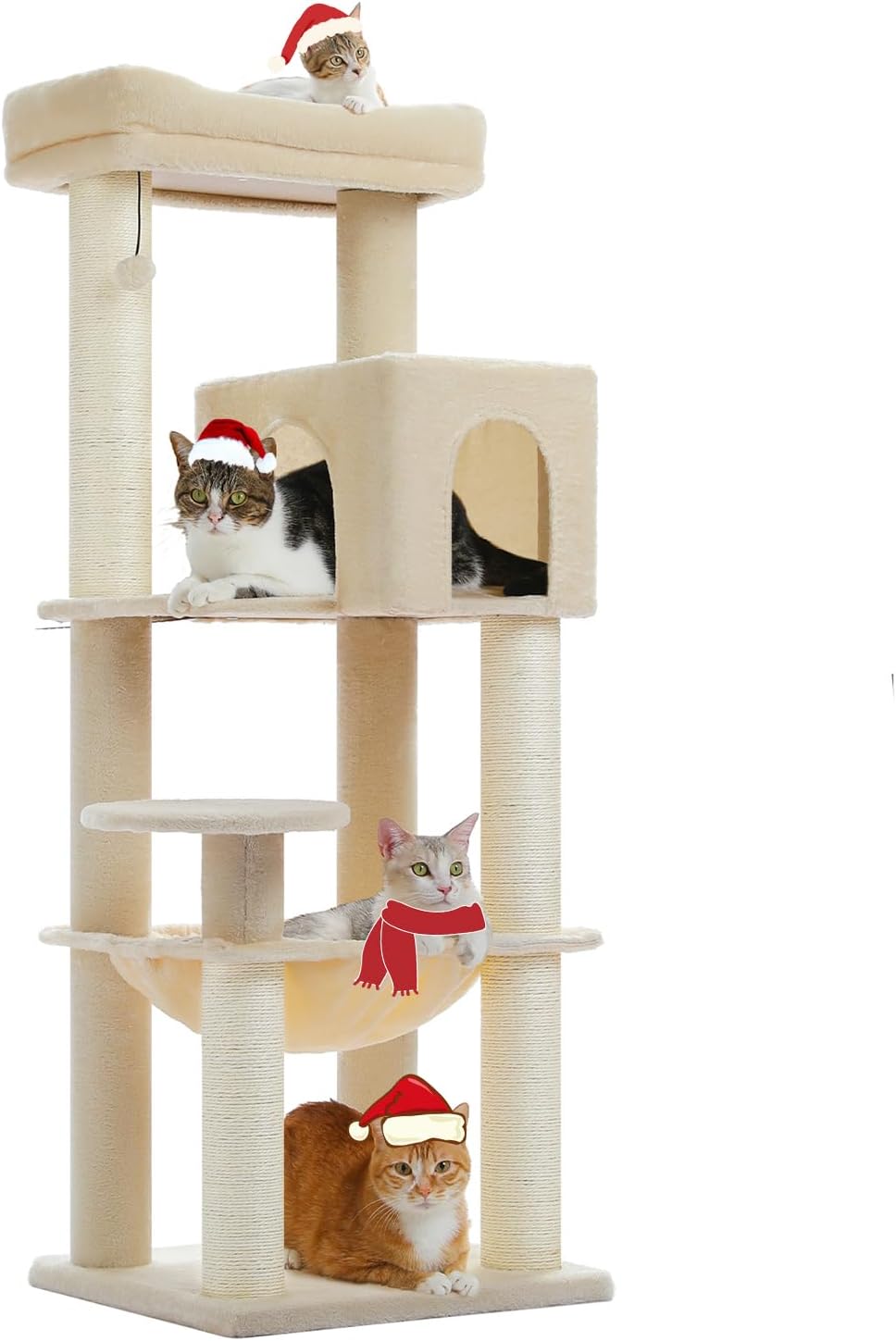 Large Cat Tree with Reinforced Scratching Posts for Big Cats