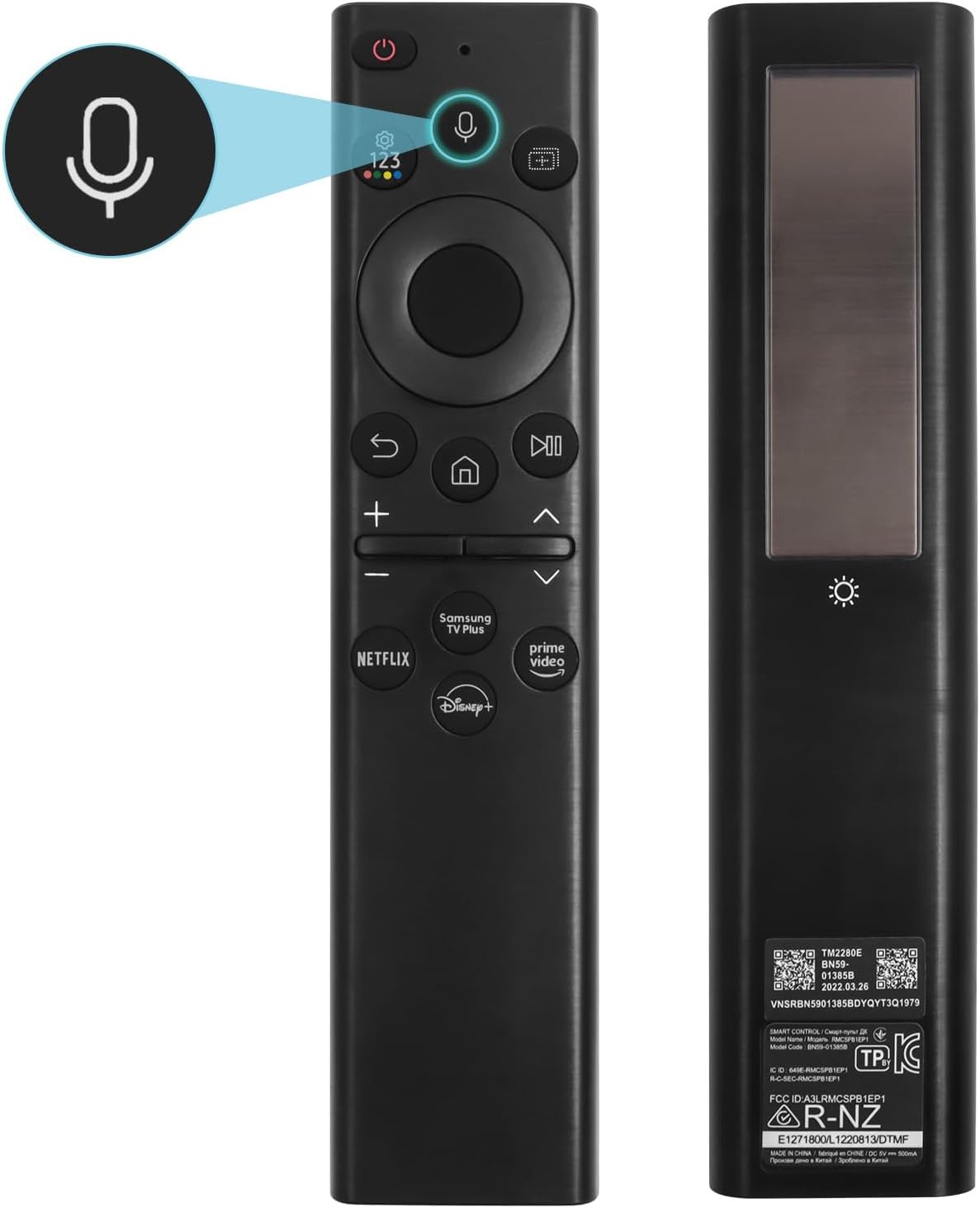 Solar Voice Remote for Samsung TVs (2021-2023) - Rechargeable & Compatible