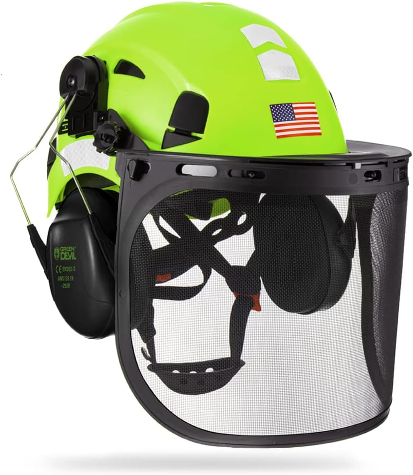Forestry Safety Helmet with Mesh Face Shield and Ear Muffs
