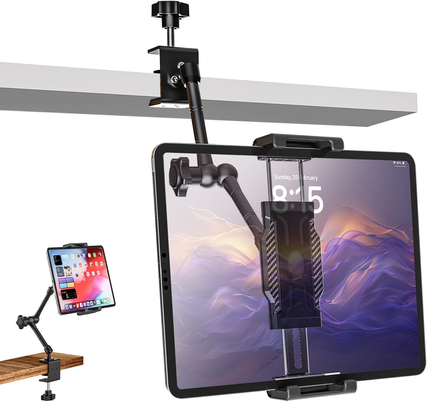 Adjustable Metal Arm Tablet Holder for Kitchen & Office Use