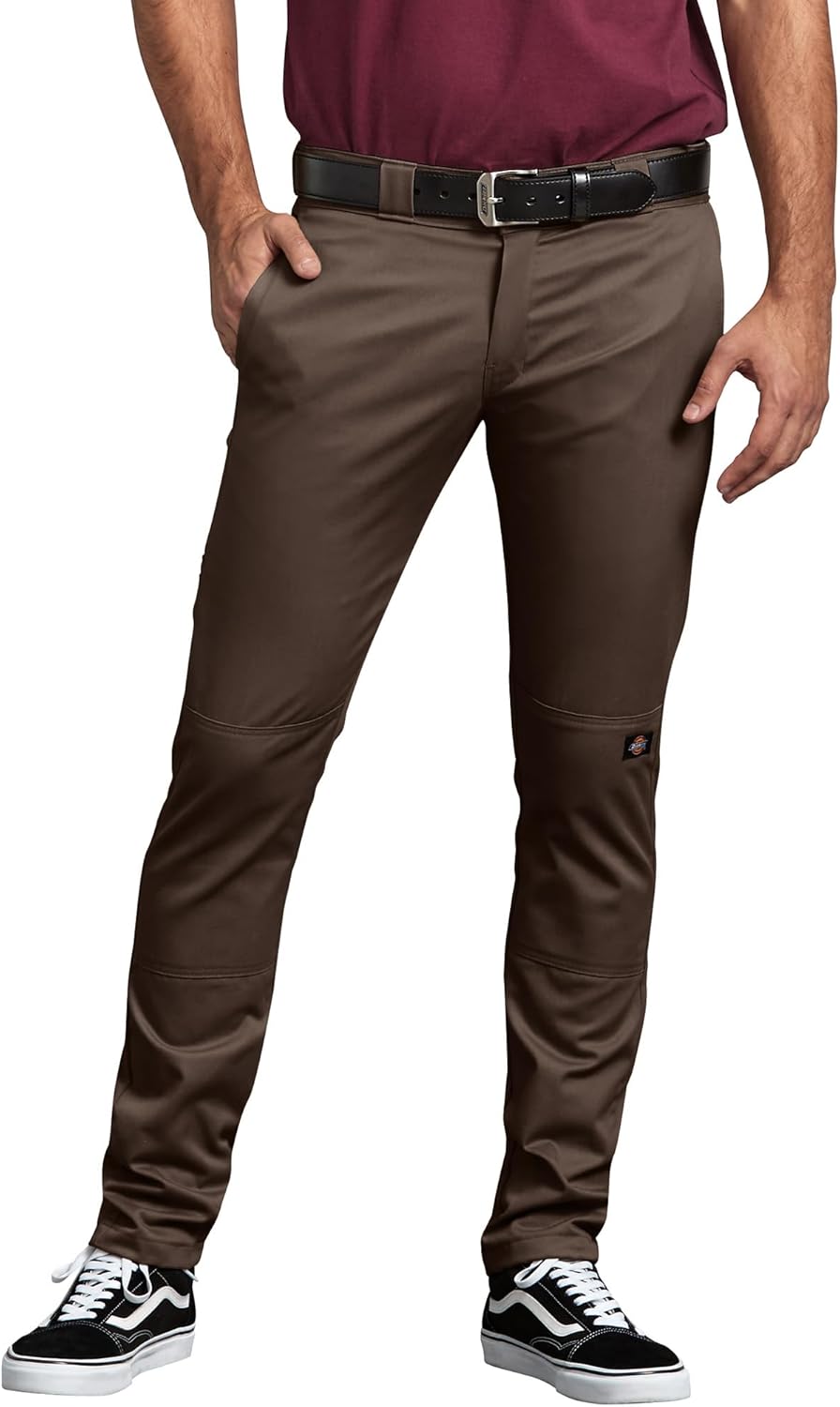 Dickies Men's Skinny Straight Double Knee Work Pants for Comfort