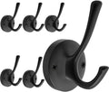 Heavy Duty Black Wall Hooks for Coats and Towels - 6 Pack
